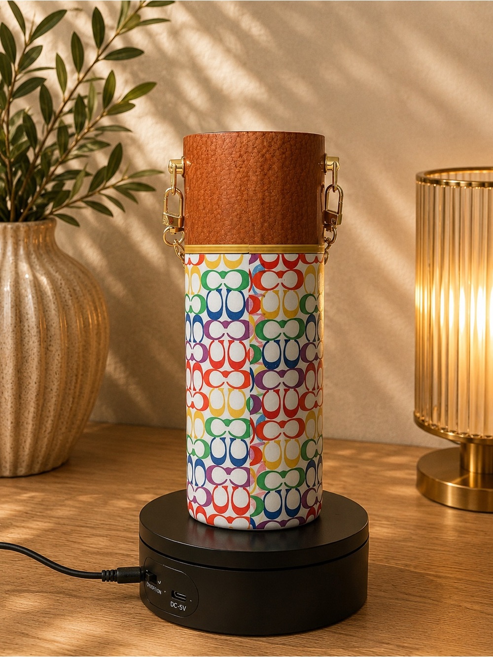 Coach Multicolor Rainbow Signature Chain Tumbler with Gold Accents - Picture 3 of 3